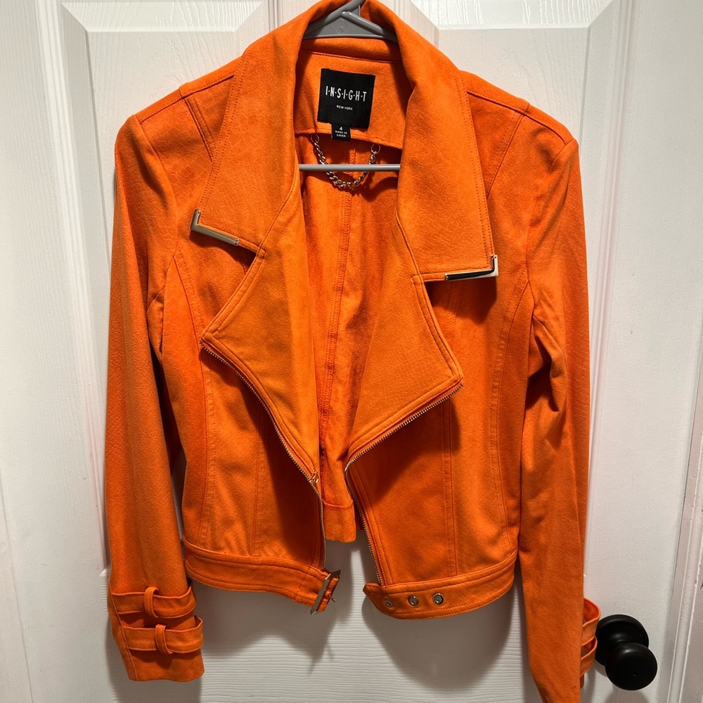 Insight Orange Leather Moto Jacket